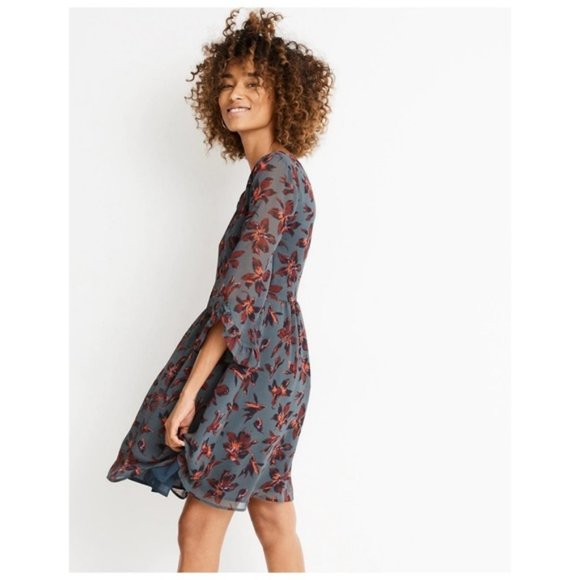 NWT Madewell Moonblossom Ruffle-Sleeve Dress - Picture 3 of 9